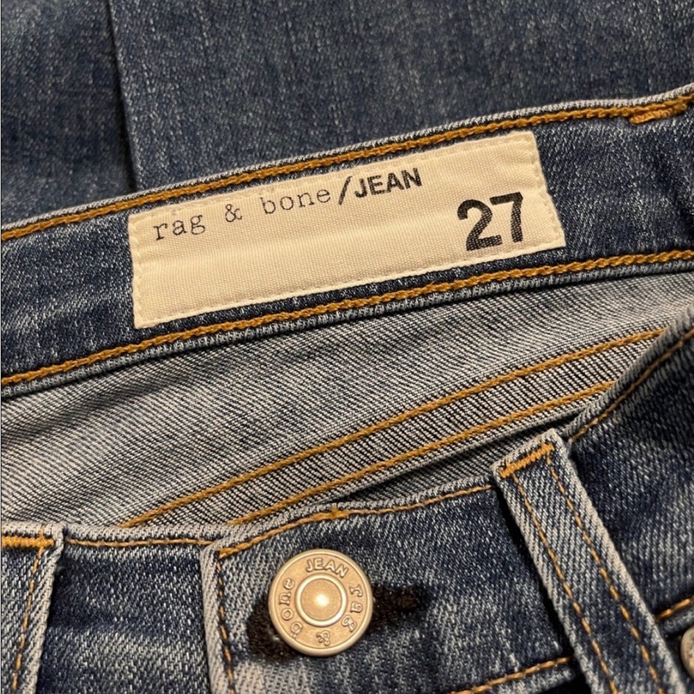 rag & bone Women's Croyden Medium Wash Cropped Ankle Raw Hem Jeans sz 27